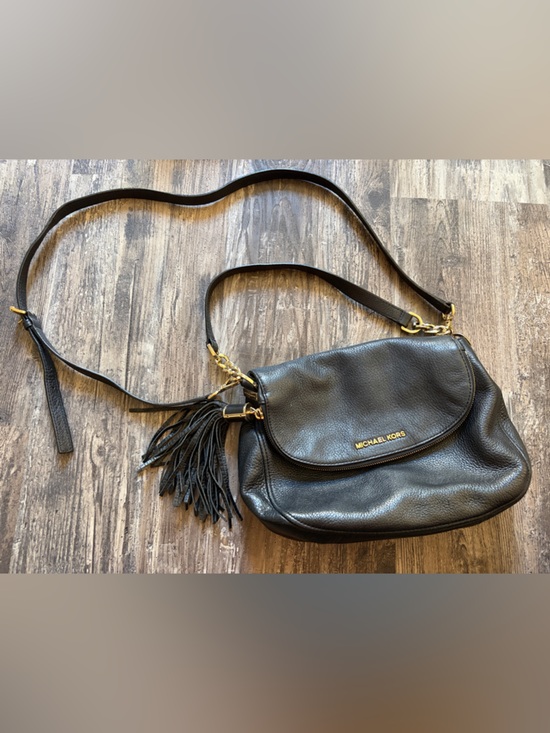 Michael Kors Handbags - Michael Kors Black Pebbled Leather Crossbody with Tassel